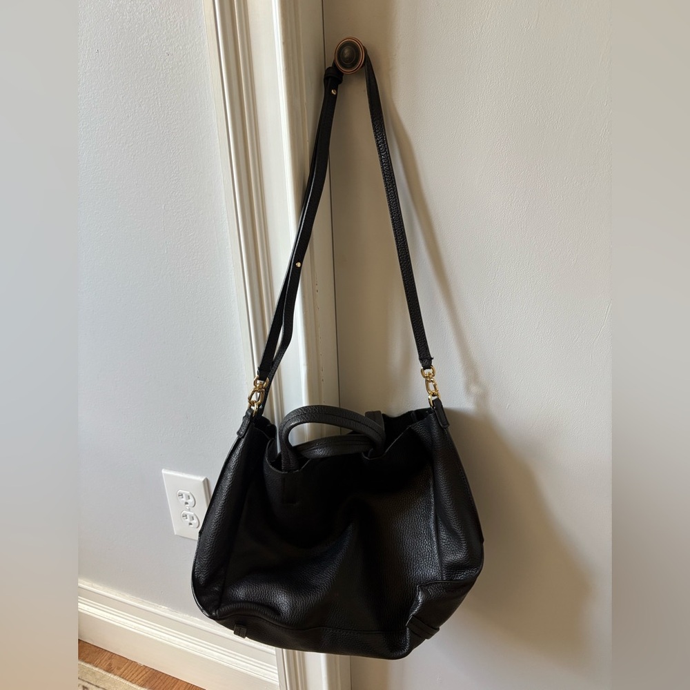 Black satchel with crossbody strap